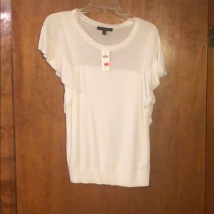 White blouse with flutter sleeves